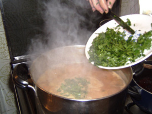 parsley into pot